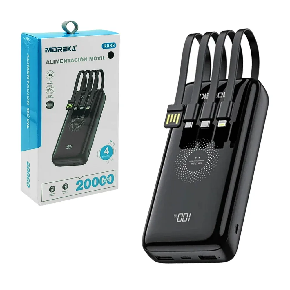 Power bank de 20000mah con carga inalámbrica con 4 interfaces de carga / K088