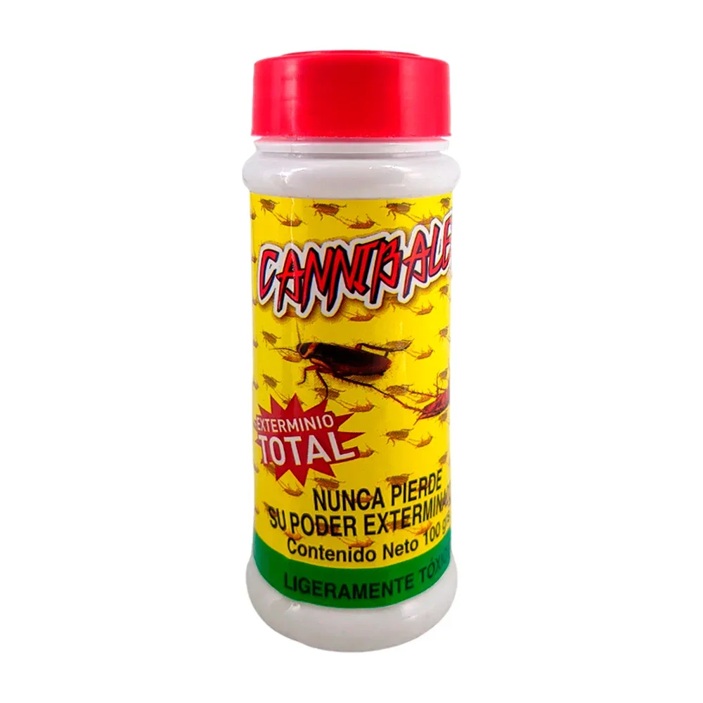 1pza Bote de plástico con polvo mata cucarachas 100g / cannibales / p214