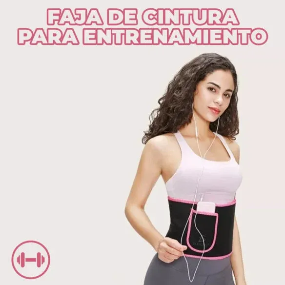 Faja reductora de cintura para mujer con velcro y bolsa para teléfono celular