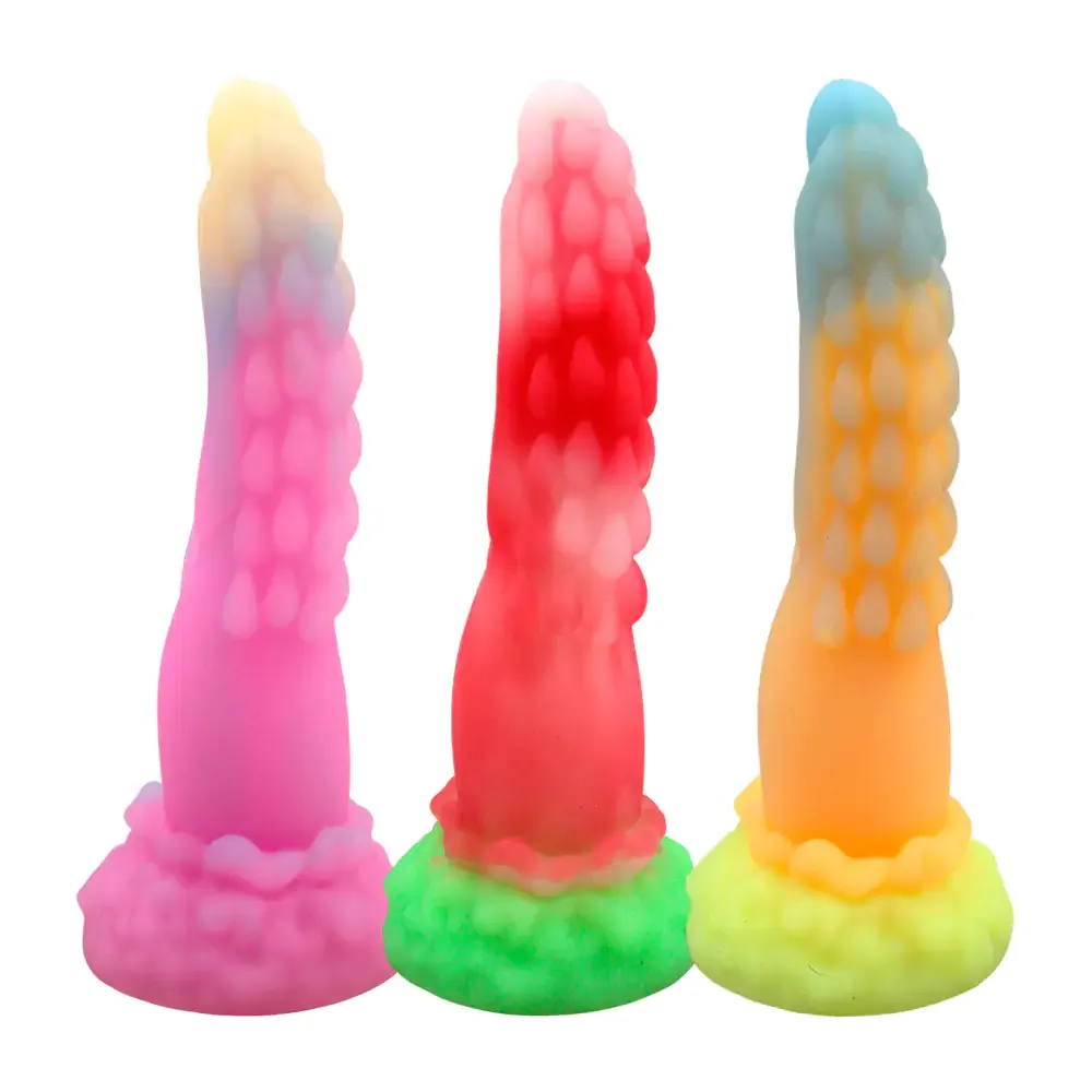 Dildo consolador de silicona, 25cm con textura de tentáculo, variedad de colores