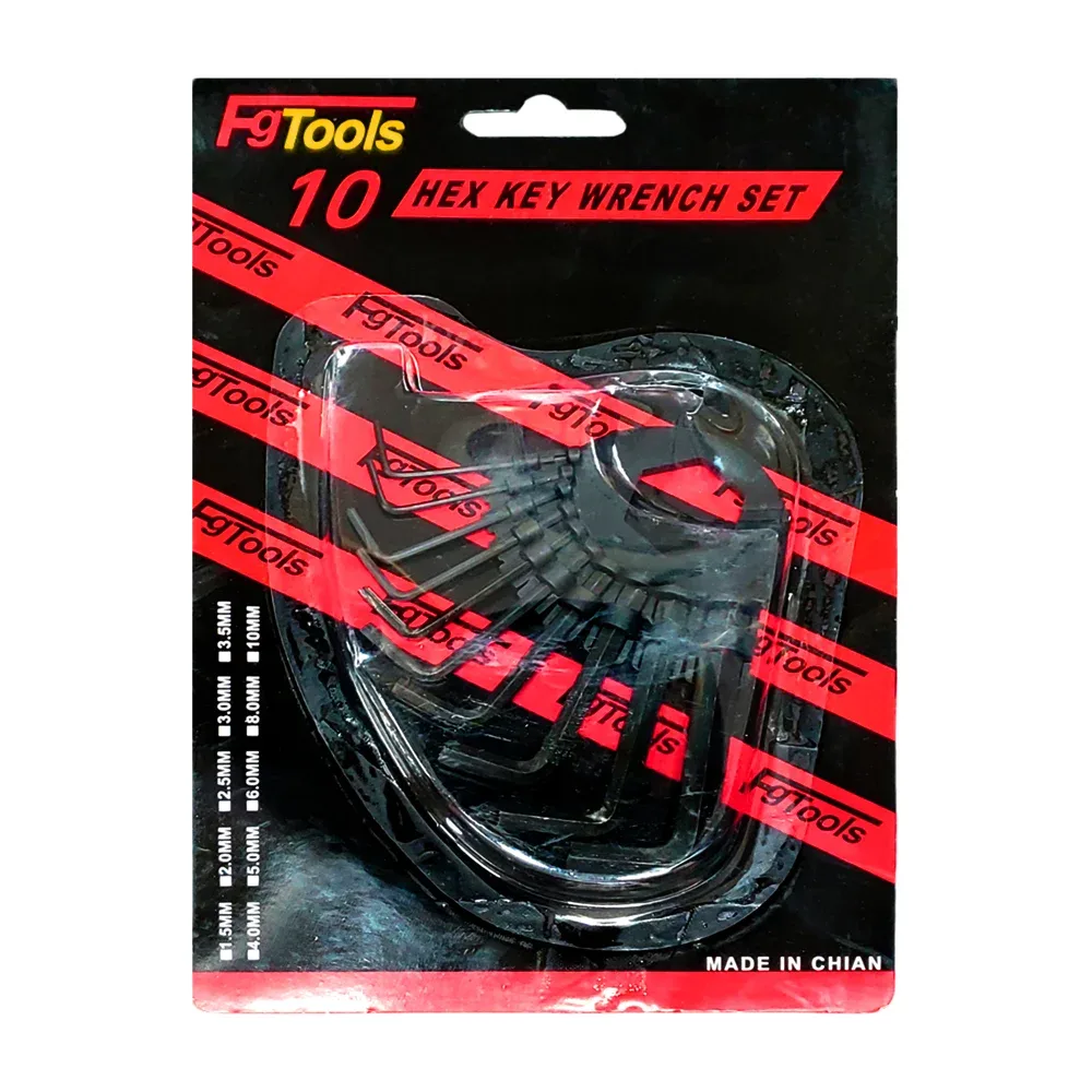 Juego de 10 llaves allen metálicas con diferentes medidas / f9 tools / tl35649