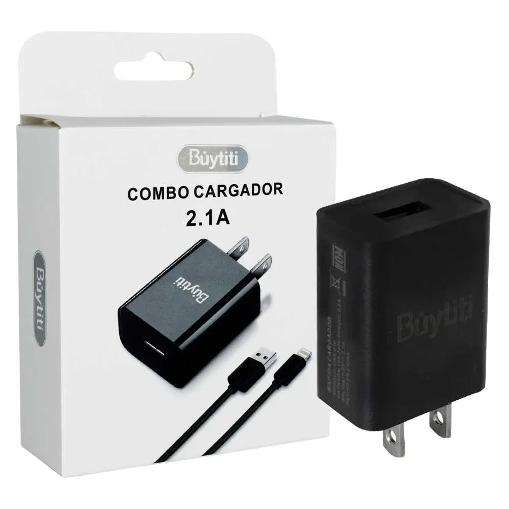 Combo cargador 2.1a con cubo de carga + cable usb a lighting / car-602