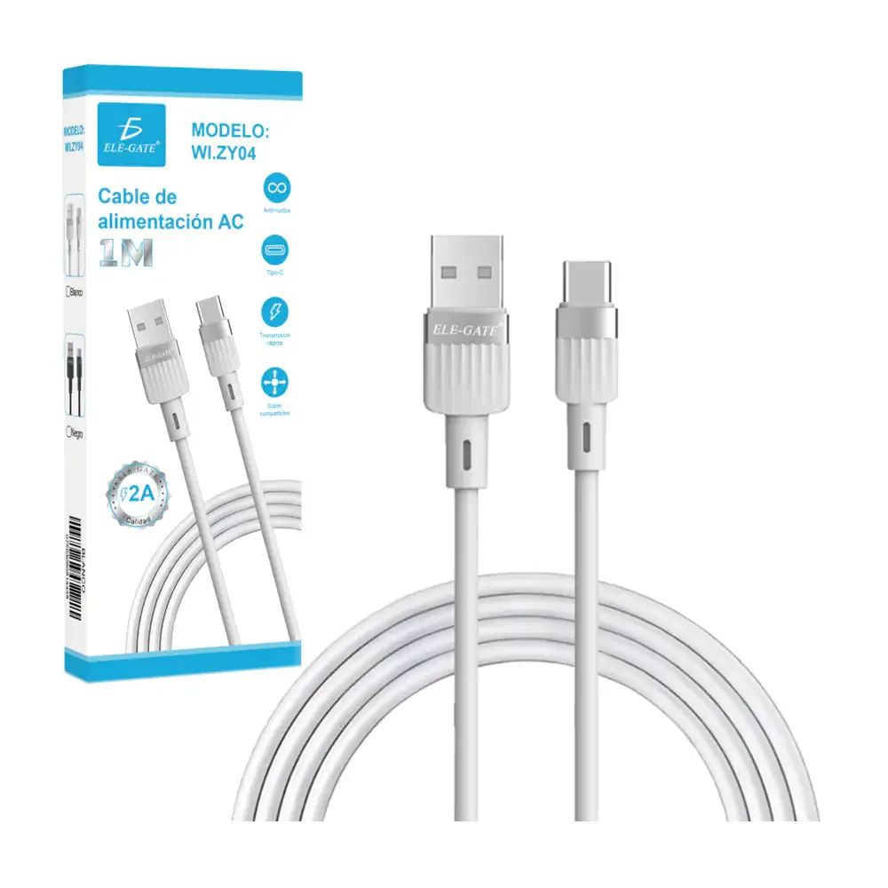 Cable para carga o transferencia de datos de usb-c a usb-a de 1mt / wi.zy04