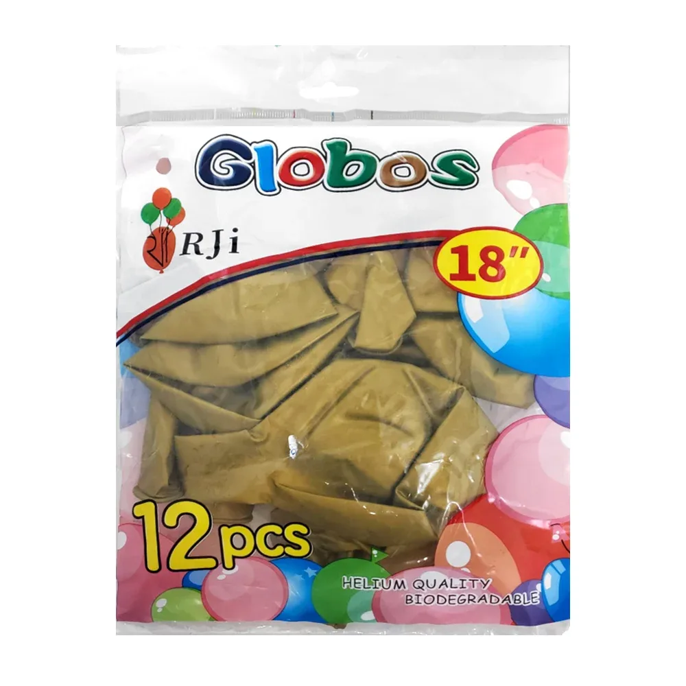 Paquete con 12 globos de látex rji de 18 pulgadas en color dorado / 662250-7