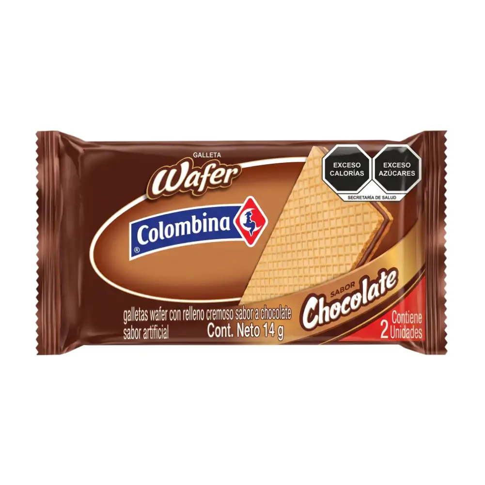 1pza wafer colombina, galleta rellena sabor chocolate 14g / 003887