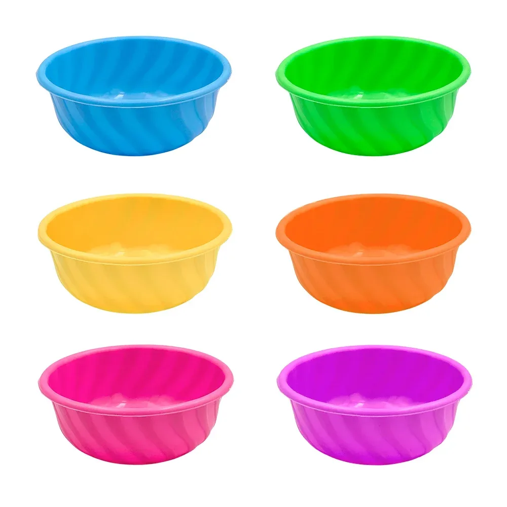 Palangana pequeña, circular de plástico con relieve, variedad de colores / caramelo baby