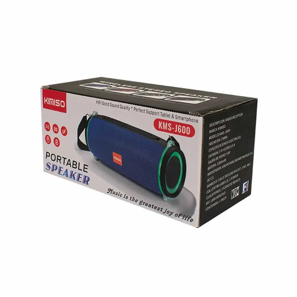 Mini bocina portable bluetooth con luz led kms-j600