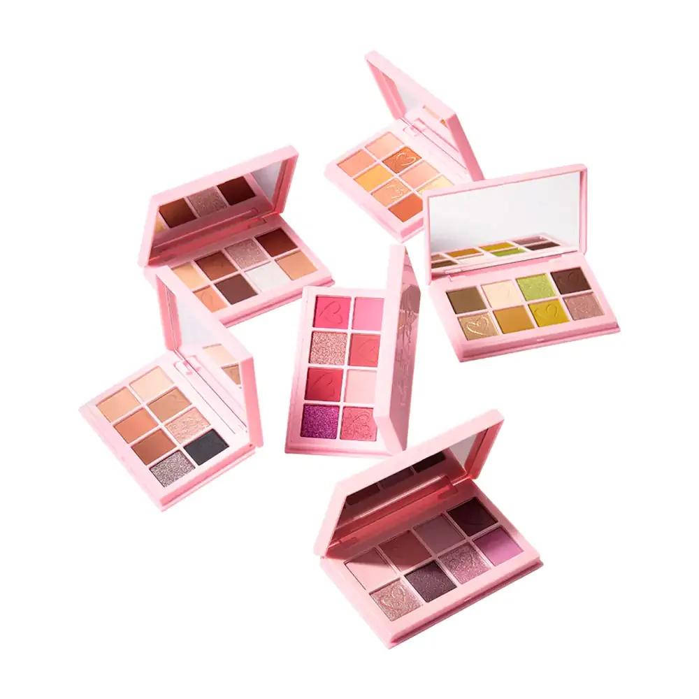 1pza mini paleta de sombras rectangular con 8 tonos diferentes + espejo, 6.25g, variedad / duet