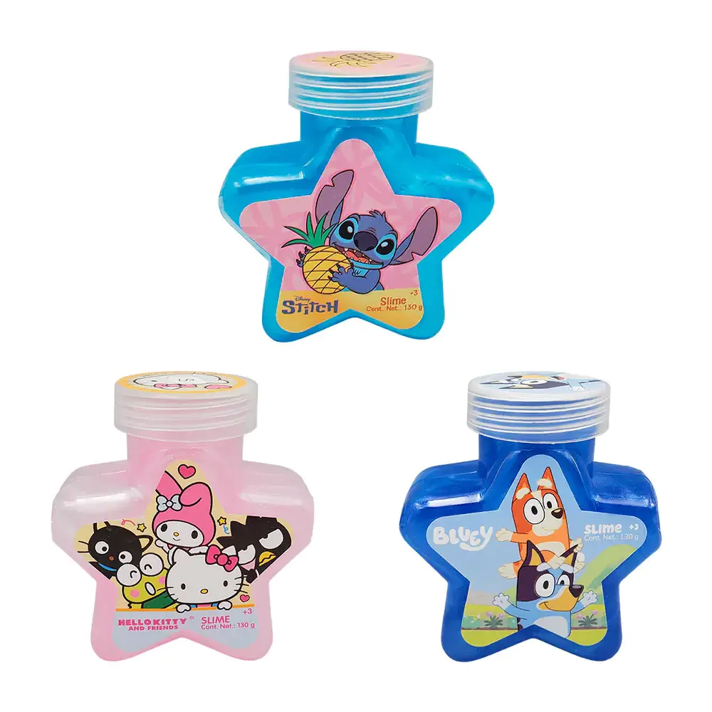 Bote de slime con forma de estrella con estampado de personajes animados, 130g, variedad