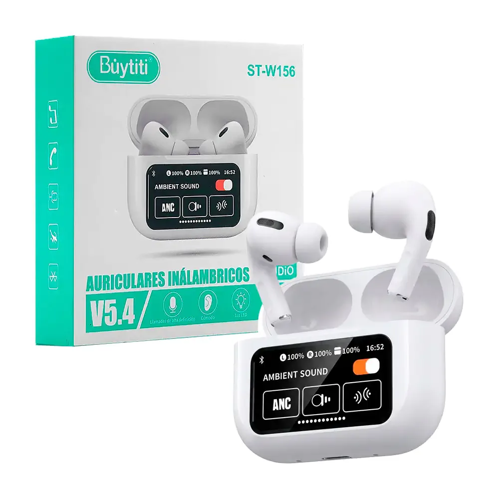 Audífonos buytiti inalámbricos bluetooth y estuche de carga con pantalla táctil