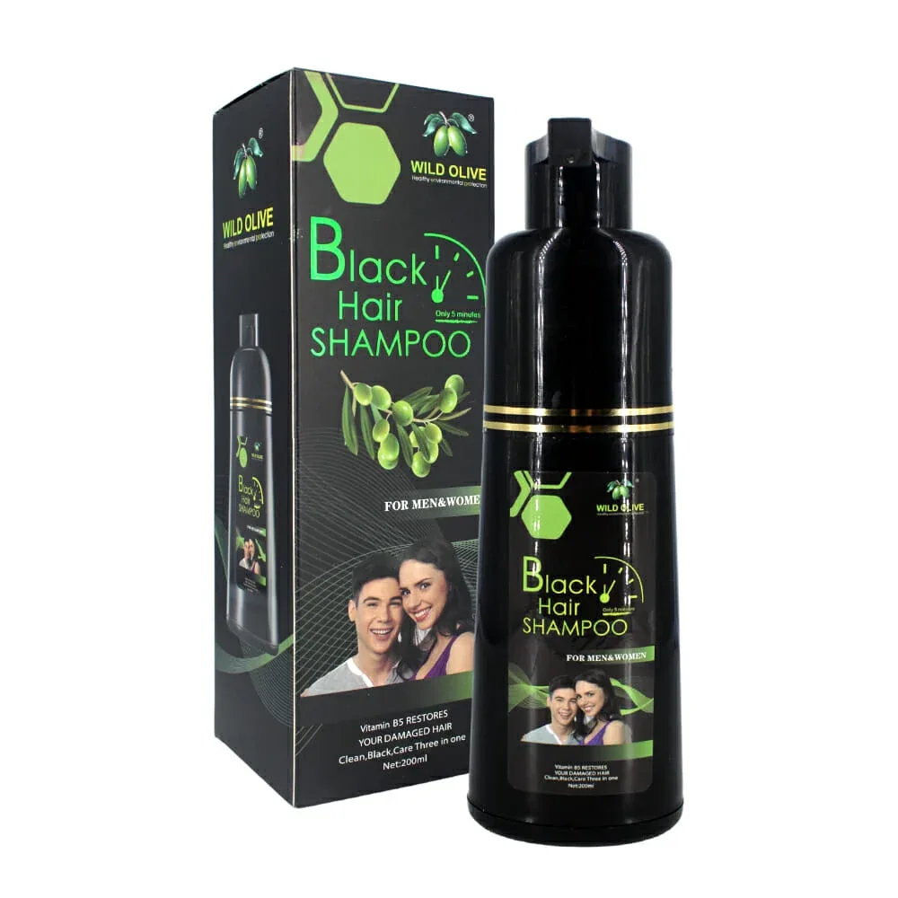 Shampoo 3 en 1 con vitamina b5 y extracto de oliva para cabello negro, 200ml / a23-72