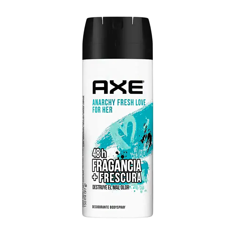 1pz Desodorante axe en aerosol, aroma anarchy fresh love for her, 150ml