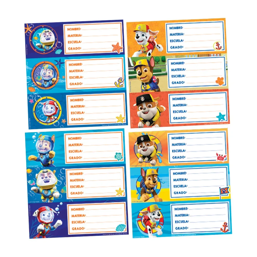 Paquete con 100 calcomanías escolares de couché adhesivo granmark con diseño de personajes paw patrol