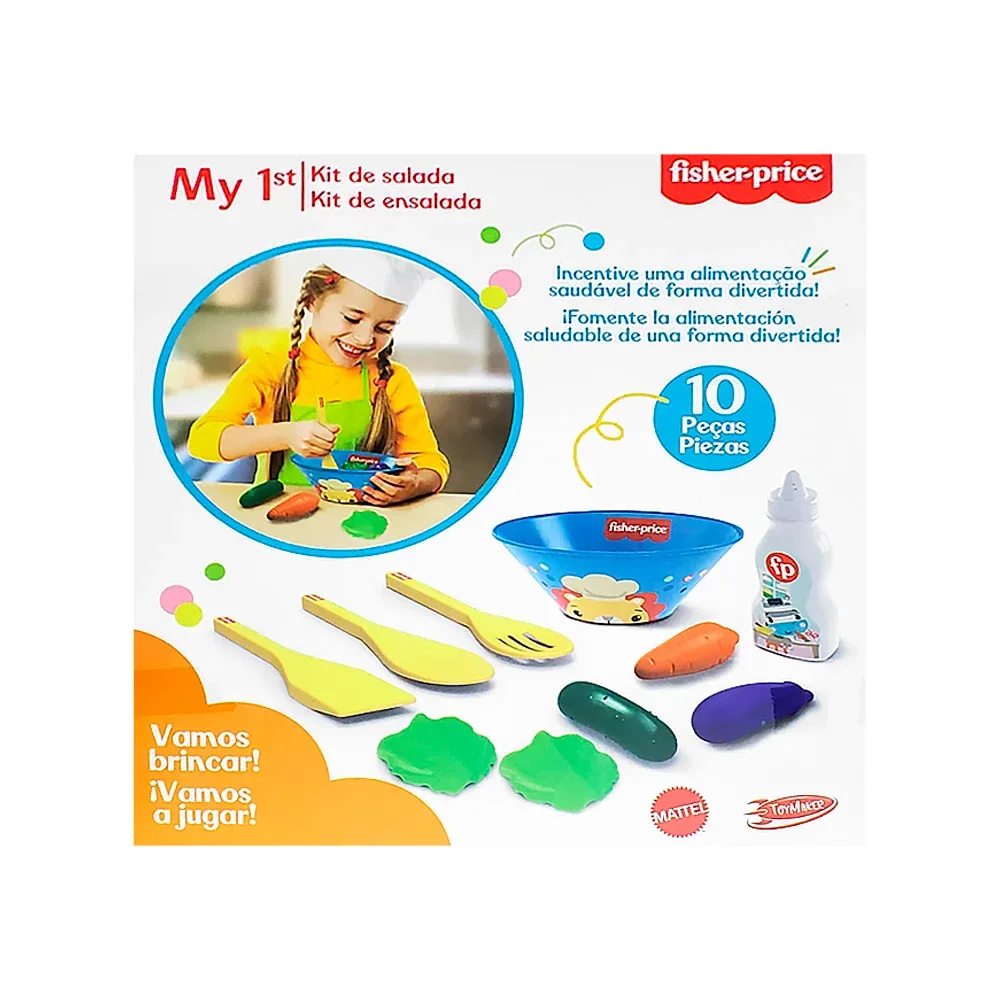 Juguete set de cocina con 10 accesorios para preparara ensalada / fisher-price
