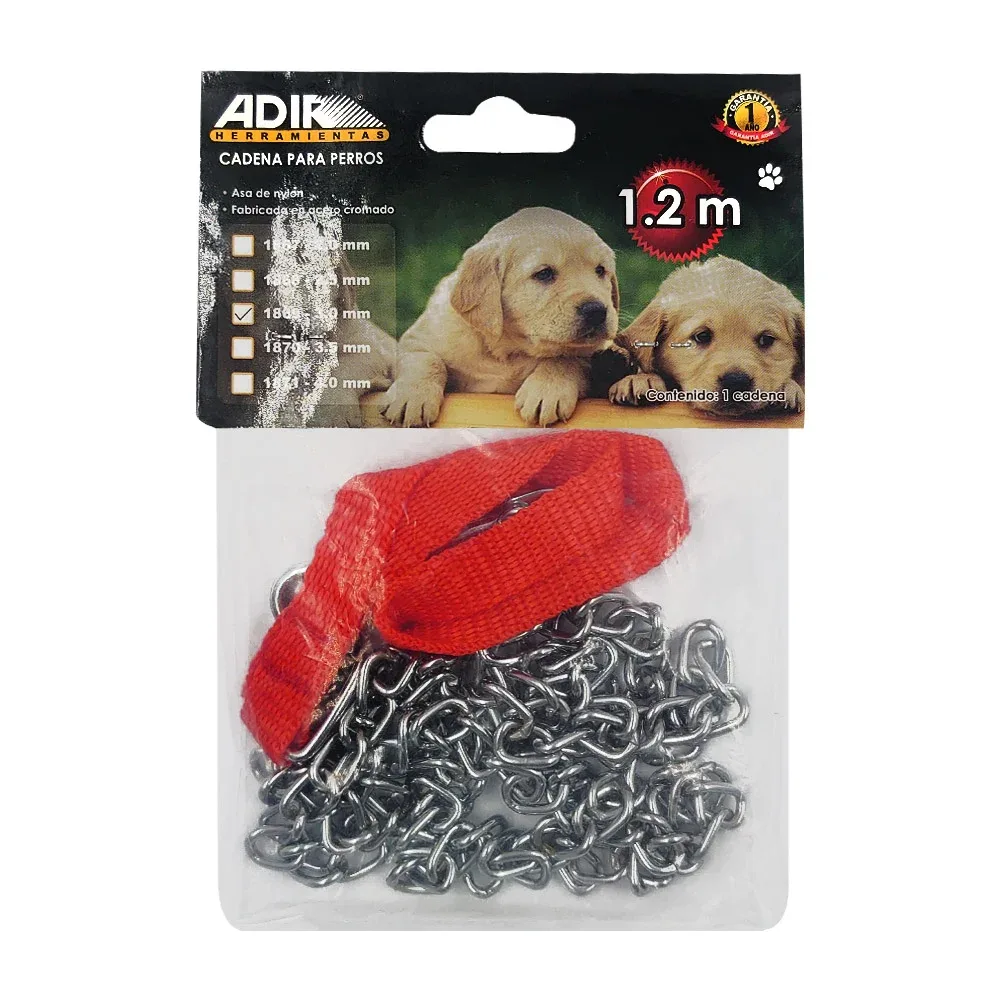 Cadena de acero 2.0mm con agarradera de nylon, 1.2m para pasear perros / adir