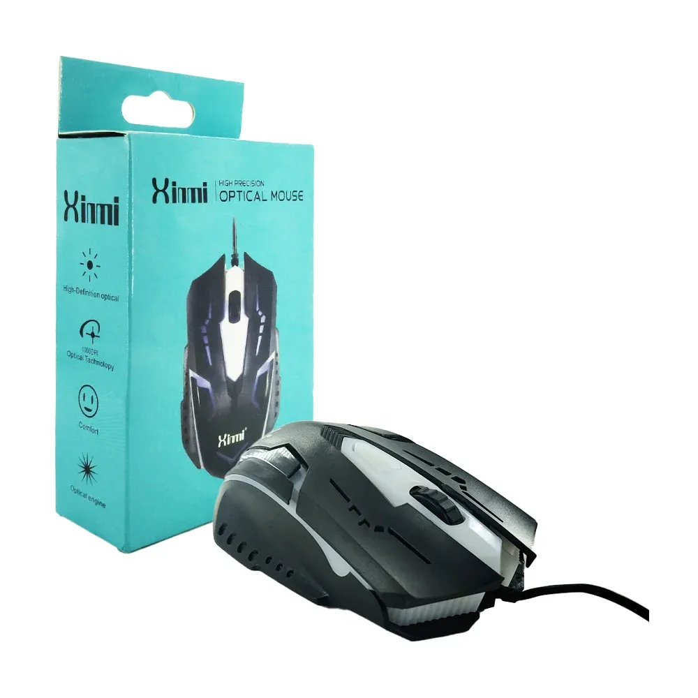 Mouse alámbrico gamer con luz led rgb / xinmi / optical mouse / sb-9230