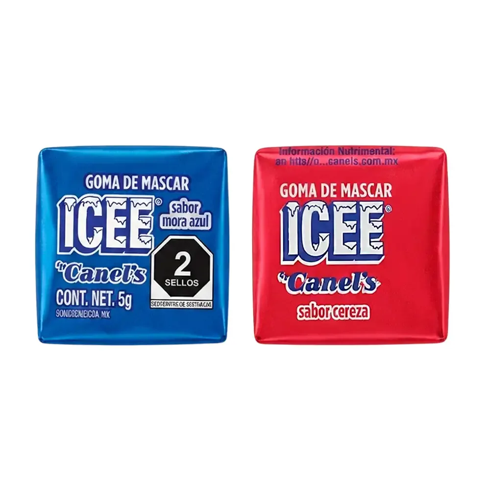 1pz chicle icee by canels con sabor cereza y mora azul, 5g / 084257