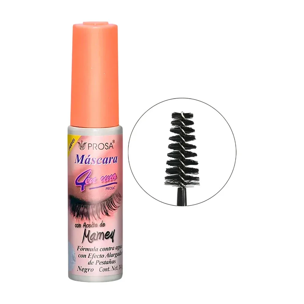 Máscara de pestañas 4 en 1 con aceite de mamey, alargador de pestañas, 14g