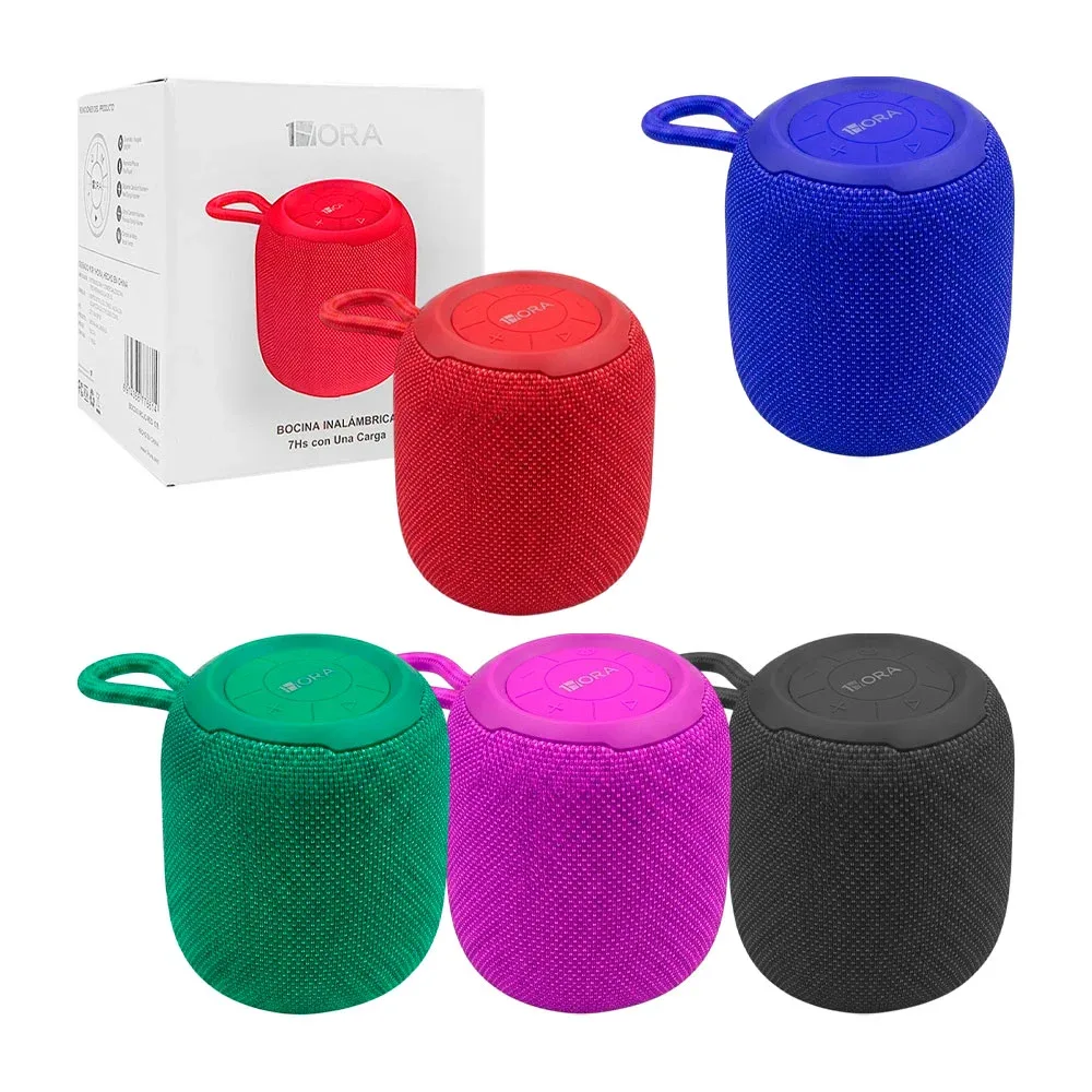 Bocina inalámbrica, cilíndrica, pequeña, con botones superiores, puerto USB - TF, variedad de colores / boc243