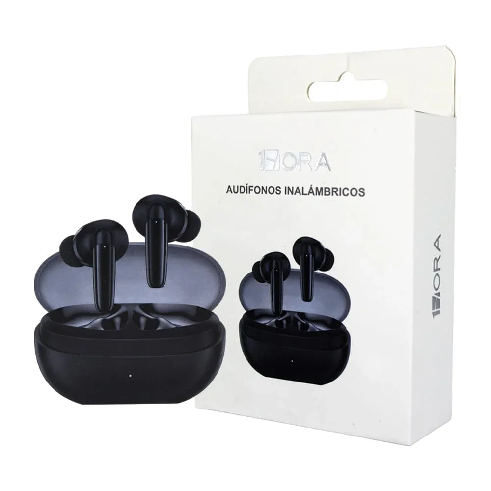 Audífonos inalámbricos 1hora con almohadillas de silicona y estuche de carga ovalado con tapa traslúcida / aut207
