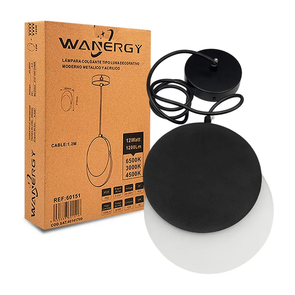 Lámpara colgante wanergy tipo luna de metal y acrílico / 60151 / 601518