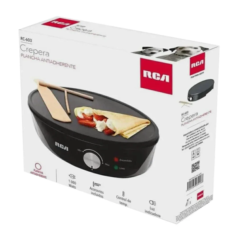 Máquina crepera rca con plancha antiadherente y accesorios de cocina rc-603