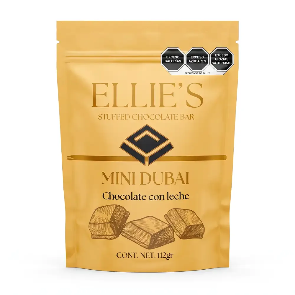 Bolsa de mini barras chocolates con leche estilo dubai ellie´s, 112g