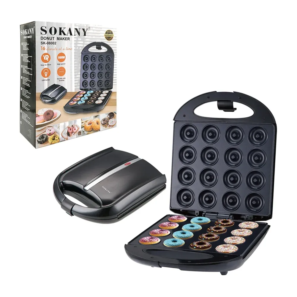 Máquina exprés antiadherente sokany para hacer 16 mini donas, 1400w / sk-08002