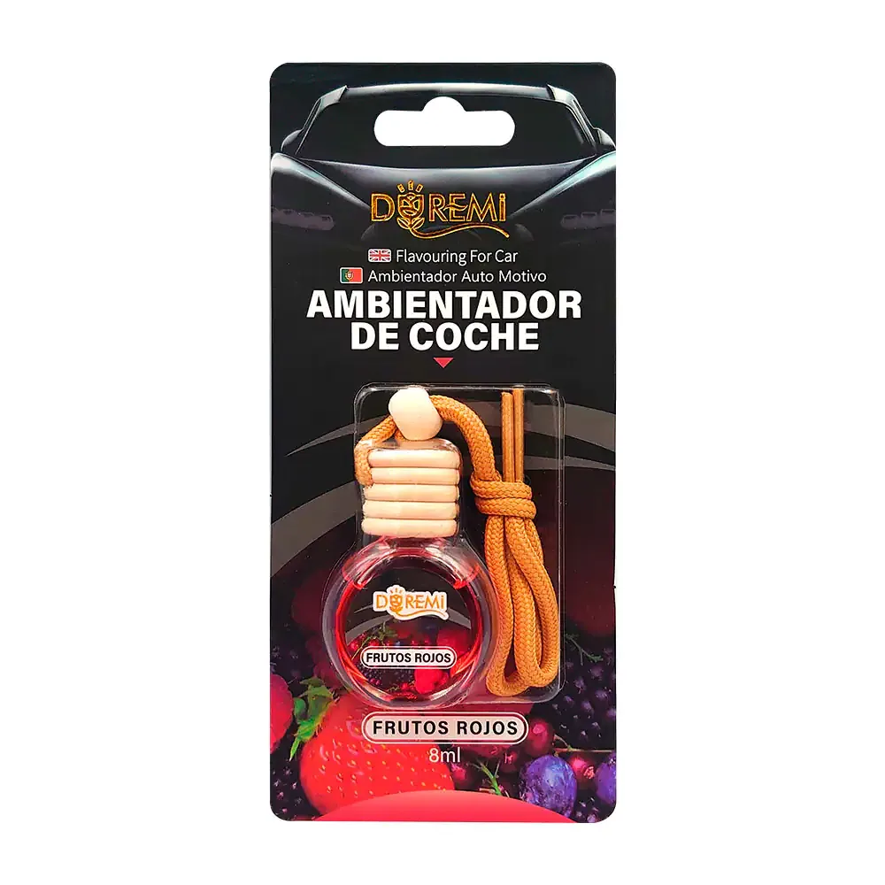 Aromatizante - ambientador de coche en frasco con cordón para colgar, 8ml, aroma frutos rojos