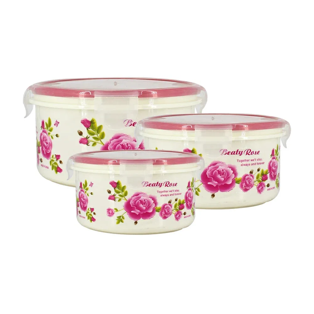 Juego de 3 tuppers de plástico beaty rose, variedad de colores / 2201