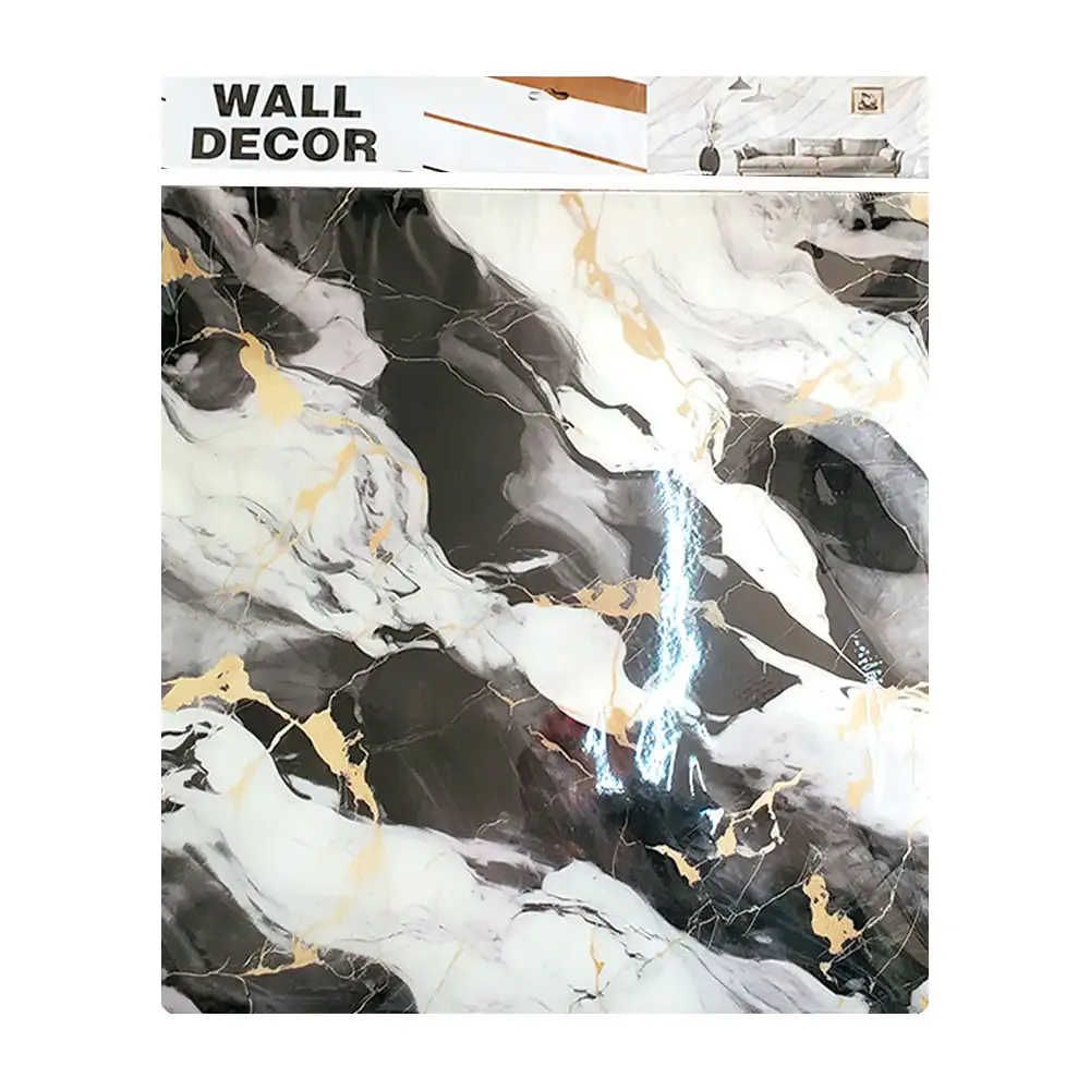 Paquete con 5 láminas de papel tapiz con diseño de mármol negro-blanco, 60x60cm