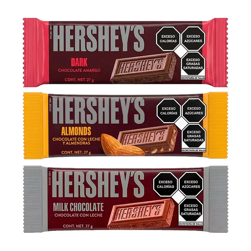 1pza barra de chocolate hershey´s de 27g, variedad de sabores / hershey