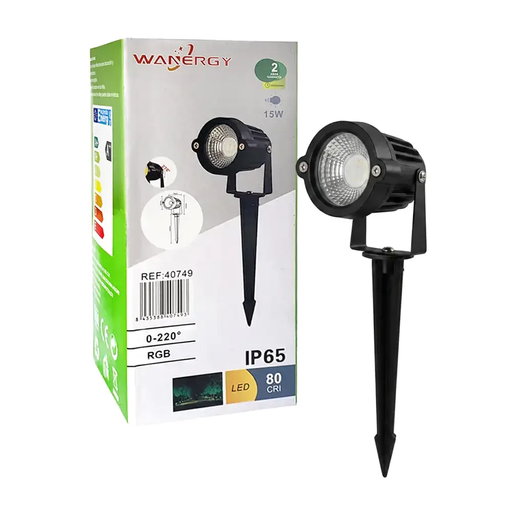 Lámpara led rgb wanergy para jardín, con ángulo de luz ajustable y consumo de 15w / 40749