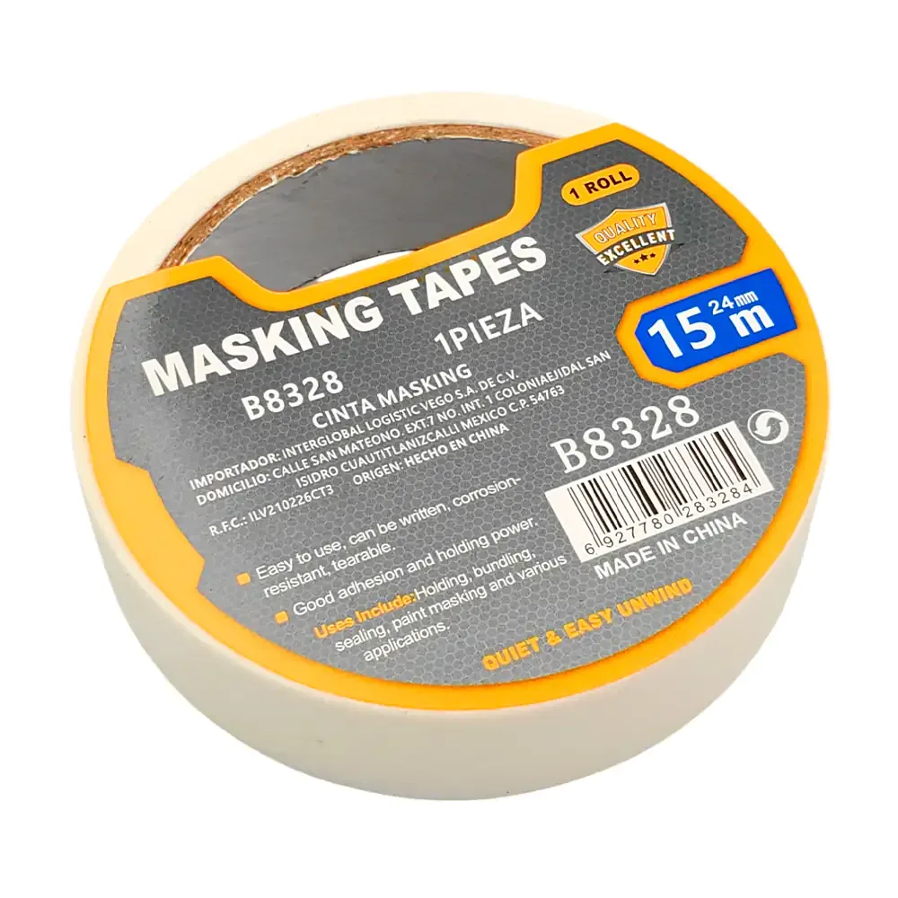 1pz Cinta masking tape de 15 metros con ancho de 2.4cm / b8328