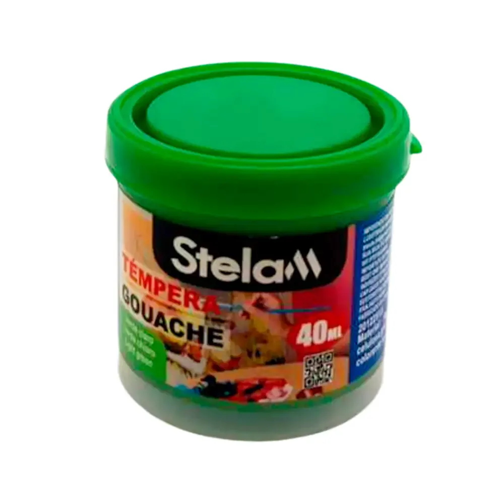 Mini bote de pintura témpera color verde de 40ml para uso escolar