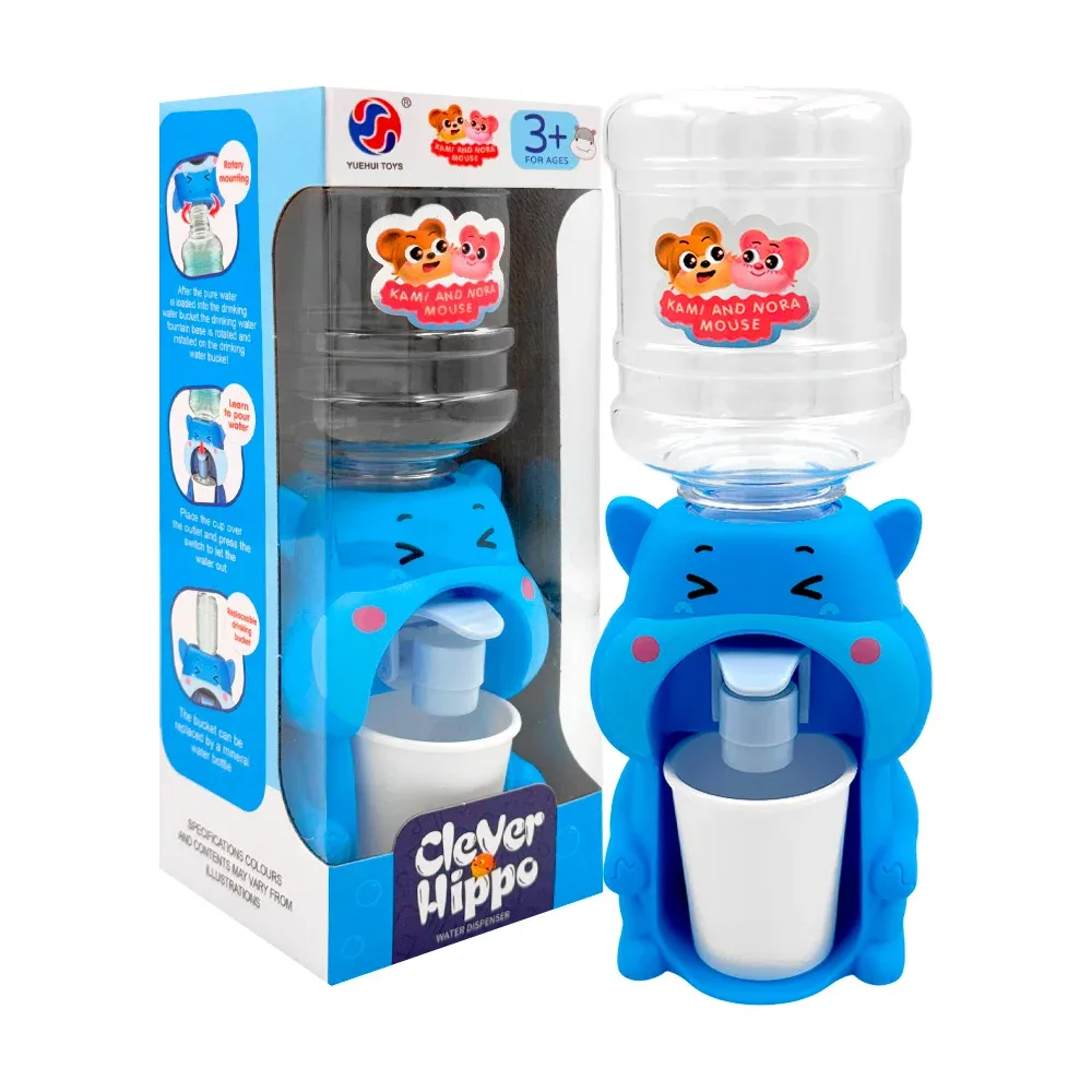Mini dispensador en forma de hipopotamo kawaii + mini garrafón de plástico