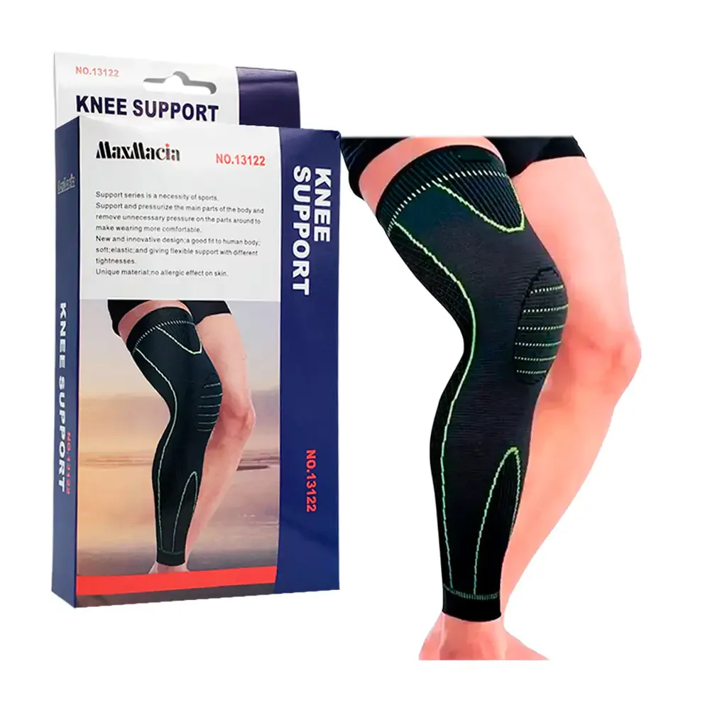 Rodillera extendida ortopédica con tela de compresión ajustable con strap