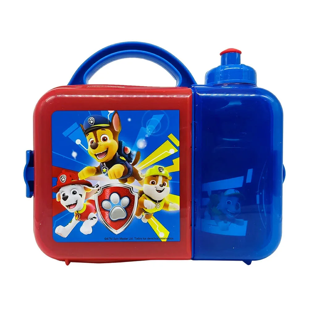 Lonchera de plástico con botella, diseño de paw patrol / plc-7527
