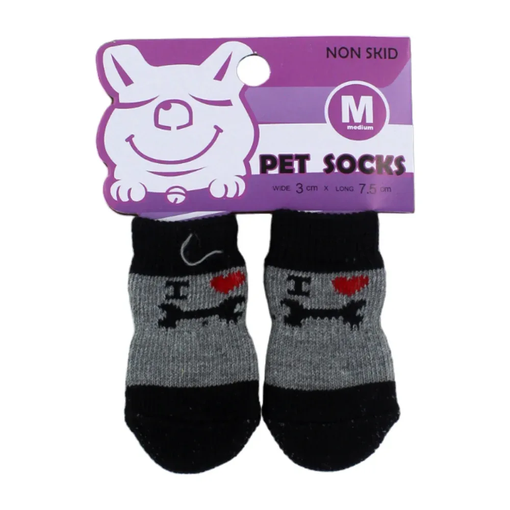 Paquete de 4 mini calcetines con goma antideslizante para mascotas, variedad de tallas y diseños / pet socks