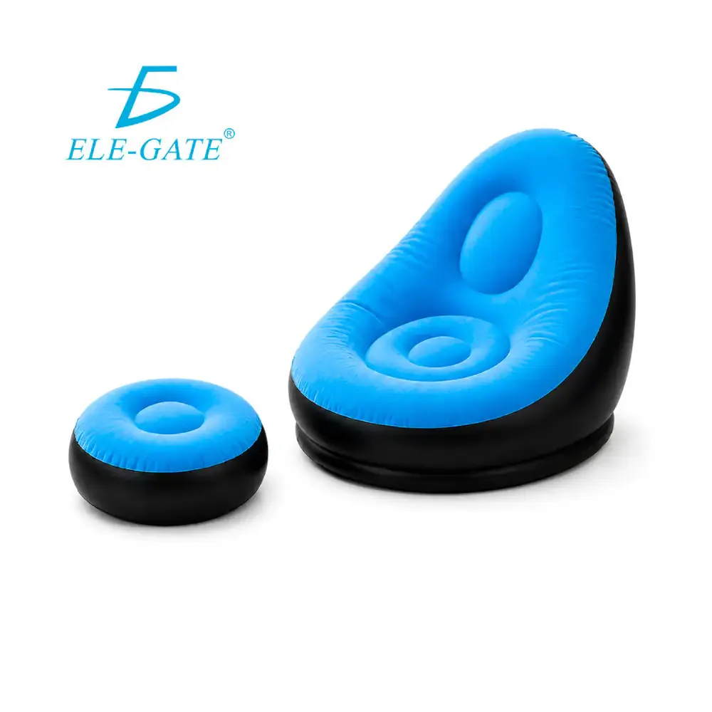 Sillón sofa inflable con reposapiés portátil, diseño ergonómico para interior y exterior, variedad