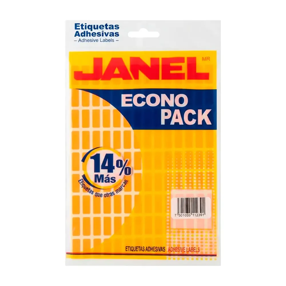 Paquete con 1008 etiquetas janel de 8x20mm en color naranja / 3694