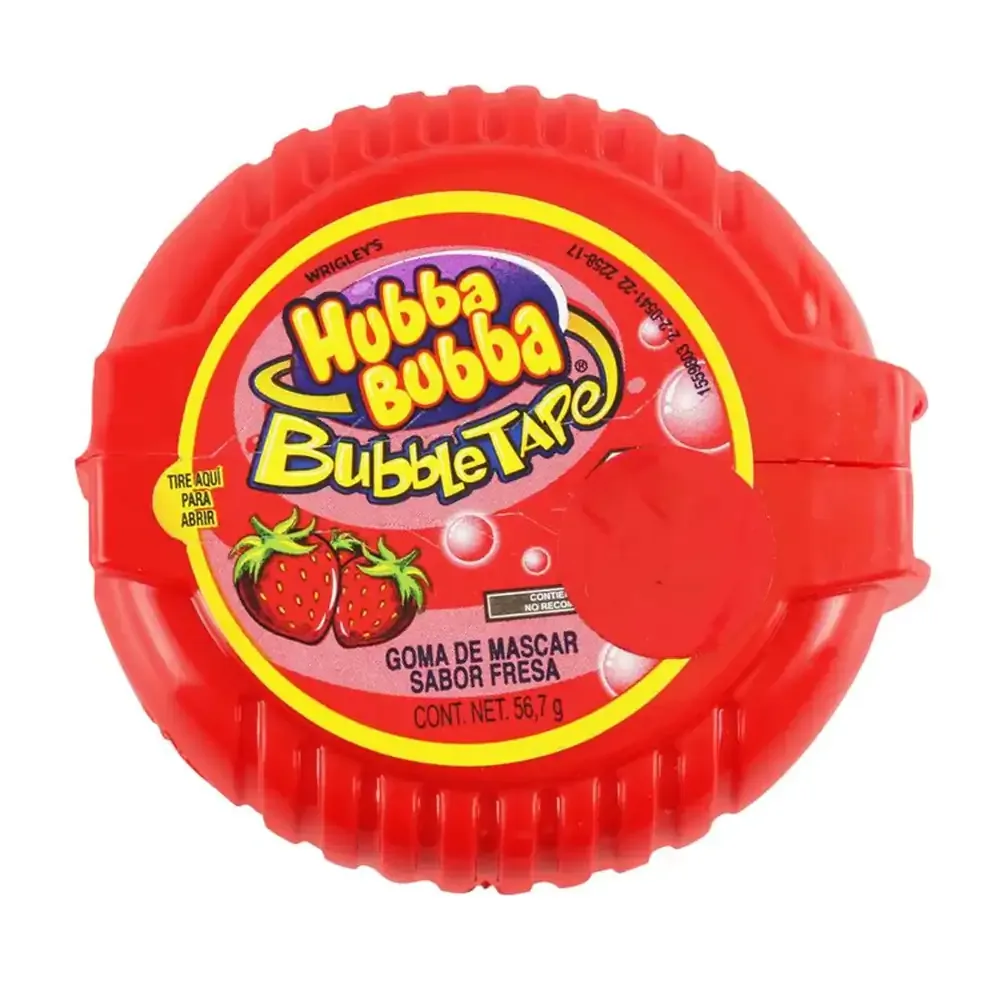 1pz hubba bubba bubble tape, goma de mascar sabor fresa, 56.7g / bubba-f