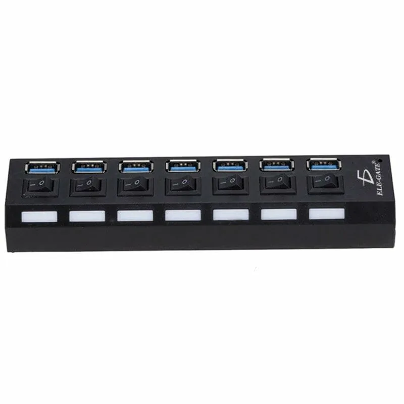 Hub de 7 puertos 3.0 de alta velocidad, con switches controladores e iluminación led / hub.14.3.0