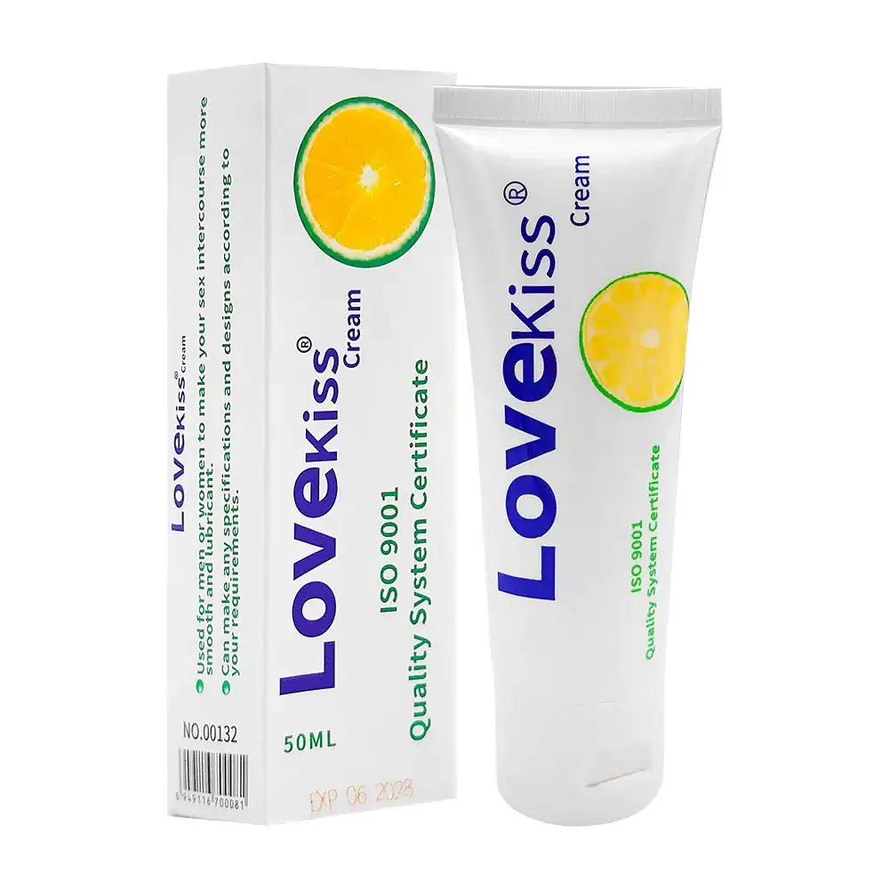 Crema lubricante love kiss con base de agua, aroma citrico, 50ml + aplicador