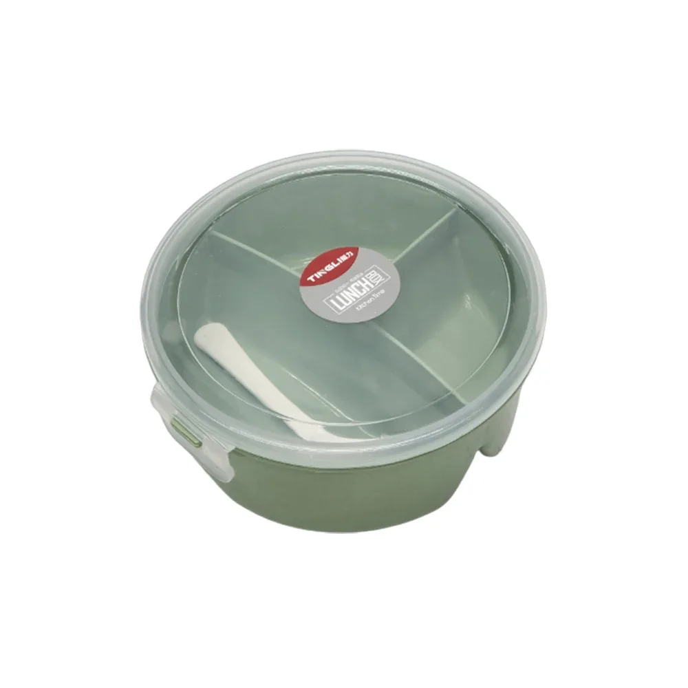 Tupper tingli redondo de 3 compartimentos con cuchara, variedad de colores / 2218-2209