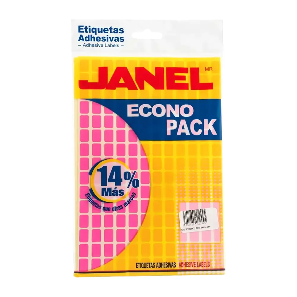 Paquete con 1440 etiquetas janel color rosa mexicano, 9x13mm / 3689
