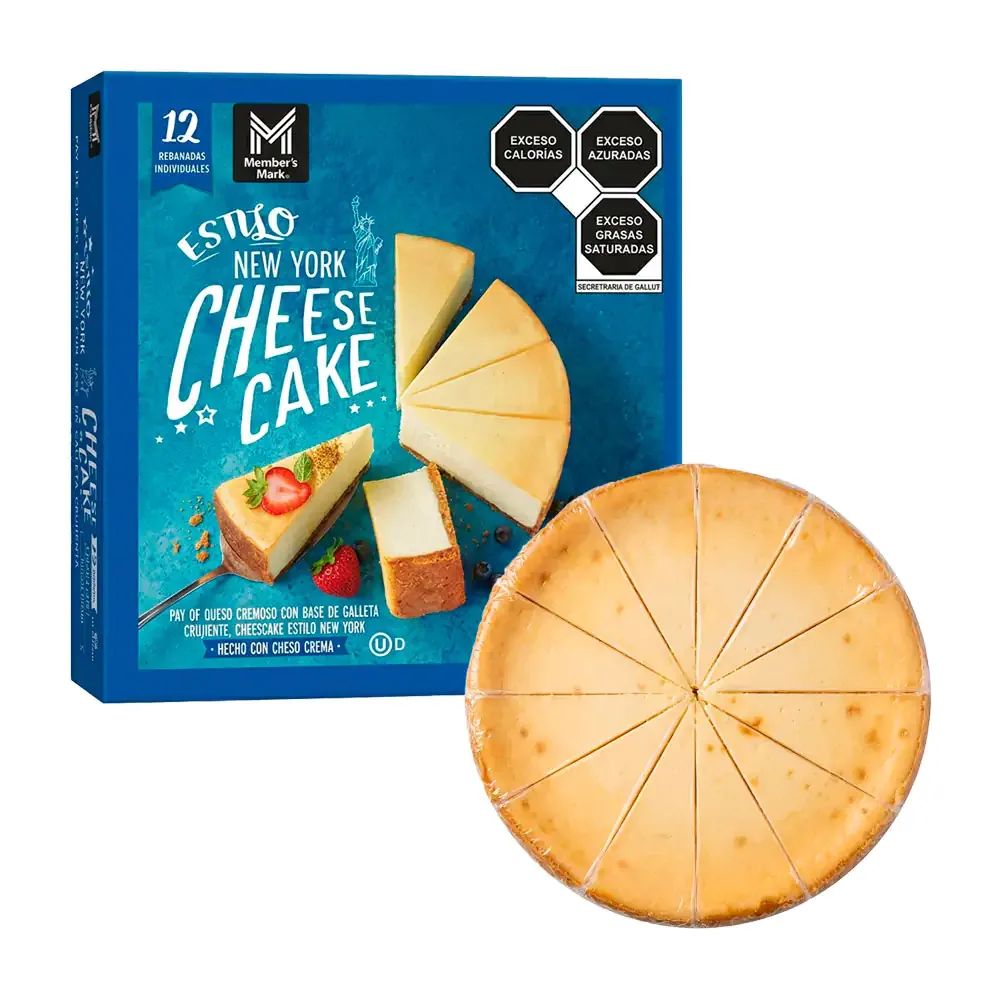 Cheesecake estilo new york, pre cortado en 12 rebanadas individuales, 1.81kg / 004702