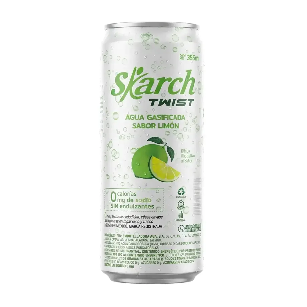 1pza skarch twist, agua gasificada sabor mandarina con 0 calorias, 355ml / s.twist