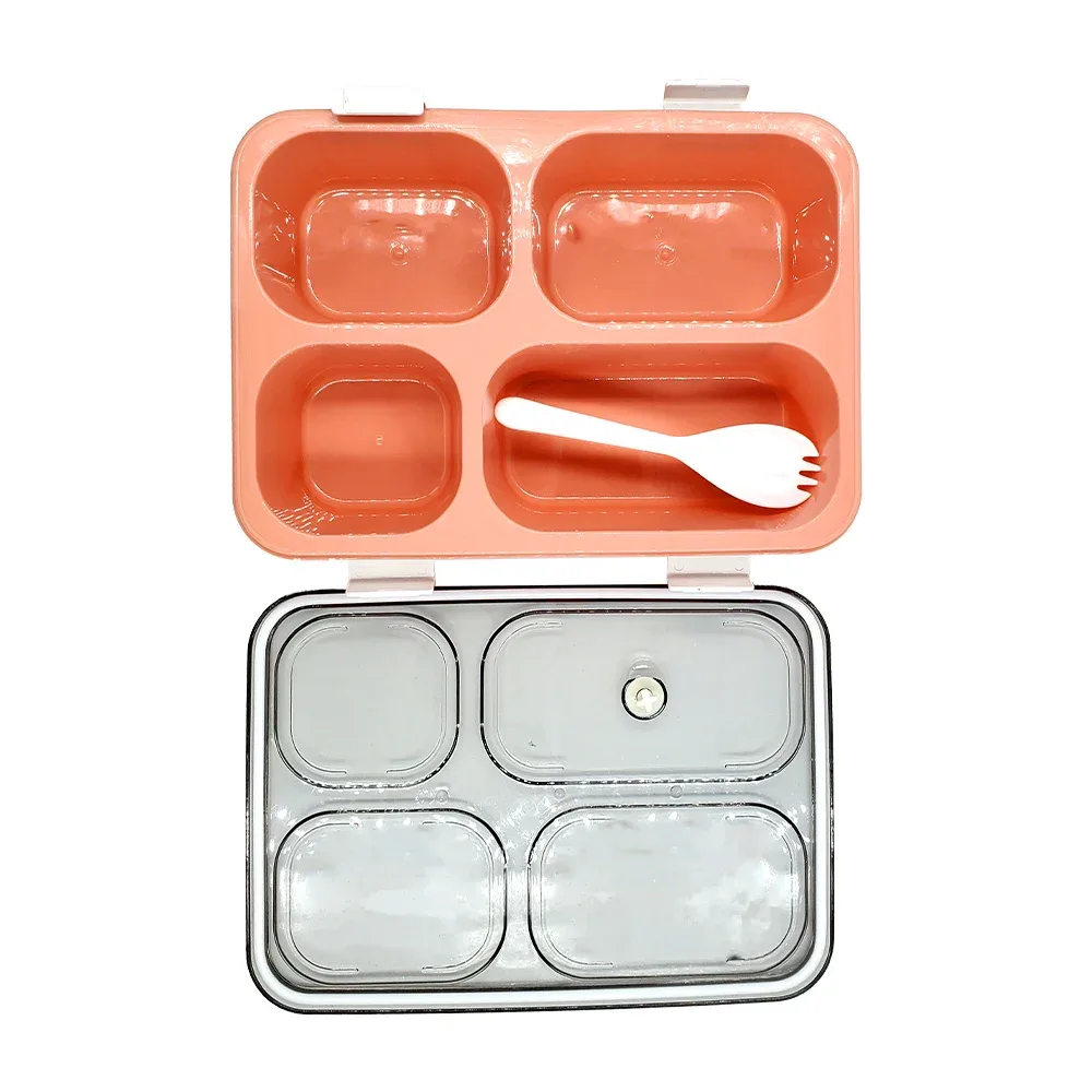 Tupper lunch box rectangular de plástico con 4 compartimentos, cubierto y capacidad para 1250ml, variedad de colores / lax son 7058