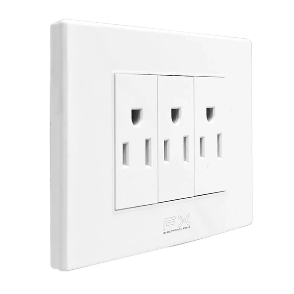 Placa enchufe para pared con 3 contactos trifásicos, color blanco / sw-17
